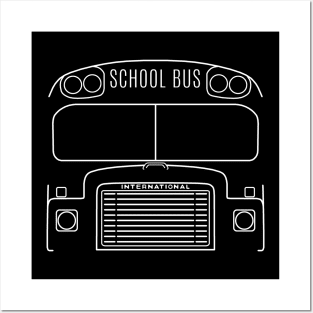 International Harvester Loadstar 1700 classic school bus white outline graphic Posters and Art